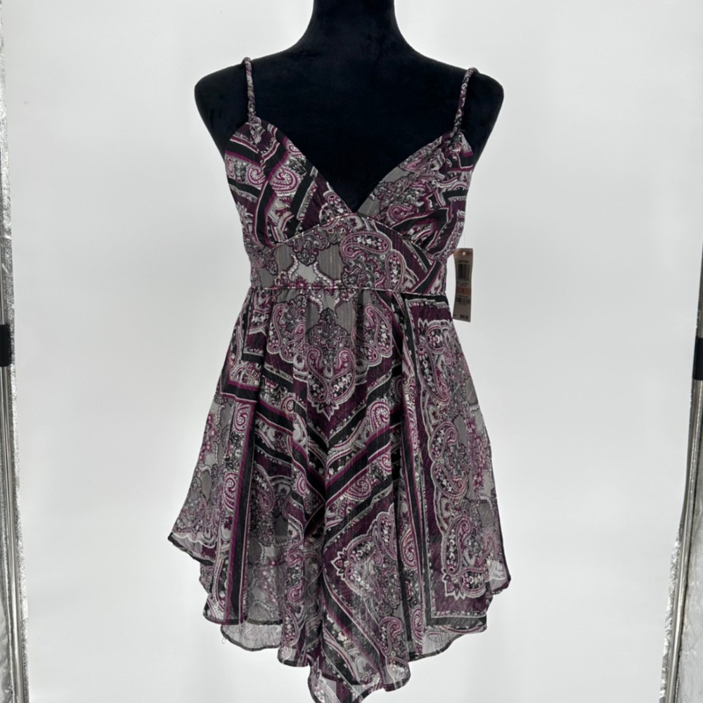 NEW Y2K INC International‎ Concepts Purple Black Paisley Cami Top Whimsygoth Emo